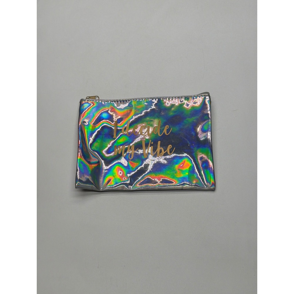 Holographic Pouch Cosmetic Bag Iridescent Dream Big Vibe Zippered Travel Makeup